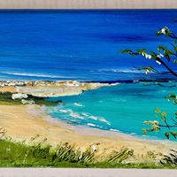 Seascape Painting on Recycled Wood (No 1 R) by Sue O’Sullivan 